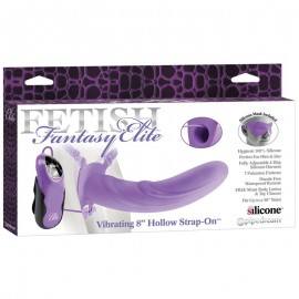 Harness with Hollow Dildo with Vibration 20 cm Purple