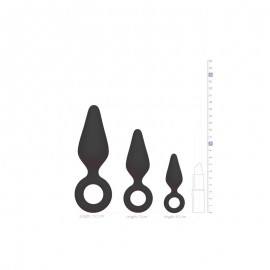 3 Pieces Butt Plug Set with Ring Negro