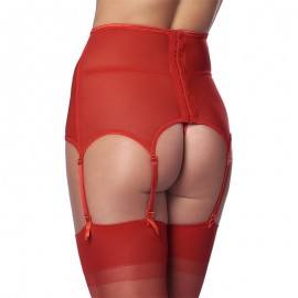 Wide Garter Belt with Stocking Red