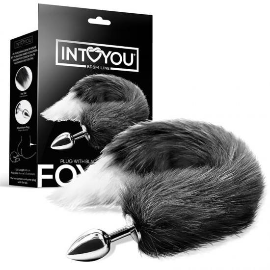 Anal Plug with Black and White Tail Size M