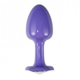 Metal Butt Plug Purple Rosebud with Clear Jewel