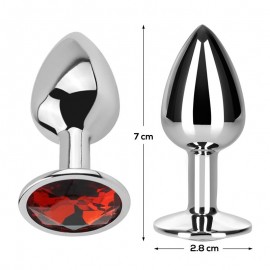 Butt Plug with Jewel Red Rubby Size S Aluminium