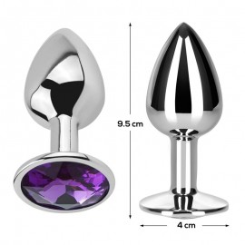 Butt Plug with Jewel Purple Amethyst Size L Aluminium
