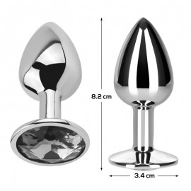 Butt Plug with Jewel Diamond White Size M Aluminium