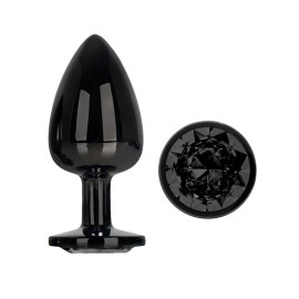 Blackgem Metalic Butt Plug with Black Jewel Size L